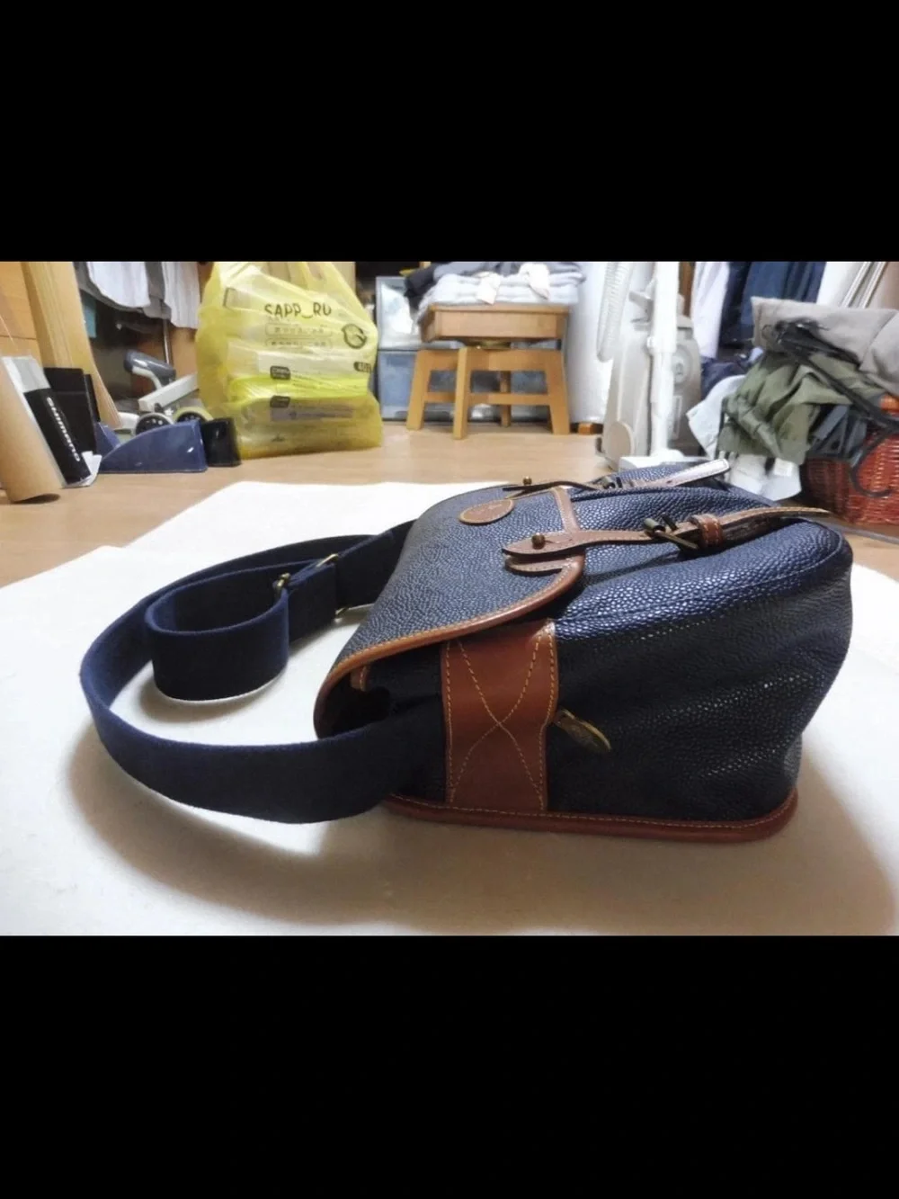 Mulberry Navy Leather-Trim Crossbody Messenger Bag